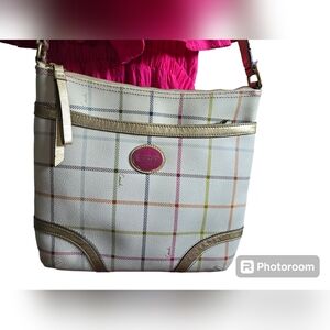 ✨Authentic Coach Peyton Tattersall File Plaid Messenger Bag